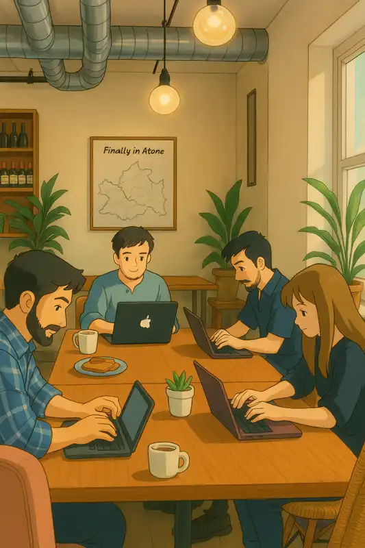 Background depicting digital nomads working remotely